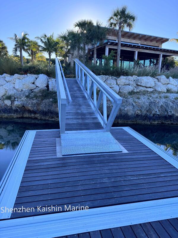 Marine Aluminum Gangway with Marine-grade Aluminum Alloy 6061 T6, 1.1m Height Handrails, and WPC Decking for Floating Dock Access